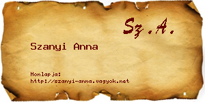 Szanyi Anna névjegykártya